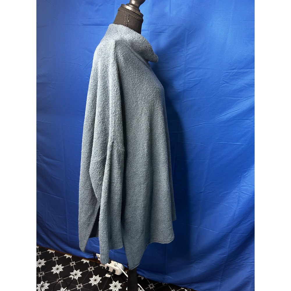 J Jill Women Teal Side Tie Oversized Tunic Sweater One Size Lagenlook Minimalist - Picture 5 of 11